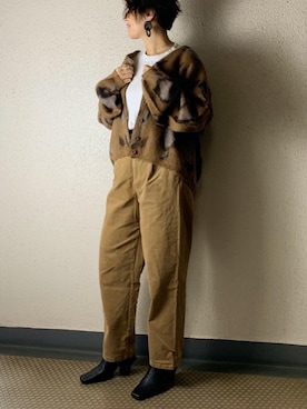 「TODAYFUL（トゥデイフル）のレザーリングピアス（ピアス（両耳用））」を使った、mayu.tさん（レディース・155cm）の秋コーディネート