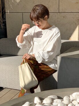 「TODAYFUL（トゥデイフル）のアイテム（イヤリング（片耳用））」を使った、mayu.tさん（レディース・155cm）の春コーディネート