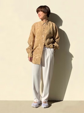 「センタープレスパンツ」｜「アイテム（その他アウター）」を使った、mayu.tさん（レディース・155cm）の夏コーディネート