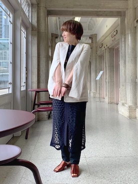 「TODAYFUL（トゥデイフル）のアイテム（テーラードジャケット）」を使った、mayu.tさん（レディース・155cm）の夏コーディネート