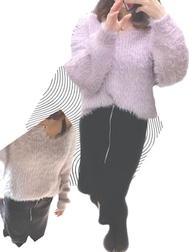 「GRL（グレイル）のスリットニットタイトスカート（スカート、ブラック系）」を使った、ちびっこ 。さん（レディース・150cm）の冬コーディネート