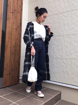 「ハイウエストストレートジーンズ」｜megumiさん（レディース・152cm）の春コーディネート