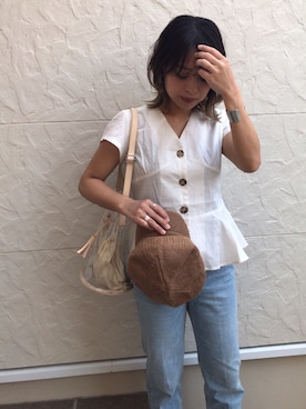 「titivate（ティティベイト）のアイテム（帽子）」を使った、megumiさん（レディース・152cm）の春コーディネート