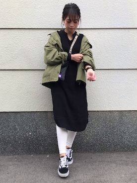 「オールドスクール」｜「アイテム（ミリタリージャケット）」を使った、megumiさん（レディース・152cm）の春コーディネート