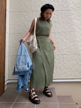 「ベルトサンダル」｜「アイテム（ジャケット/アウター）」を使った、megumiさん（レディース・152cm）の夏コーディネート