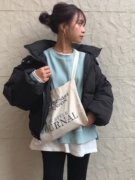 「OZOC（オゾック）のアイテム（スウェット）」を使った、megumiさん（レディース・152cm）の秋コーディネート