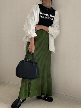 「透かし編みスカート」｜megumiさん（レディース・152cm）の春コーディネート