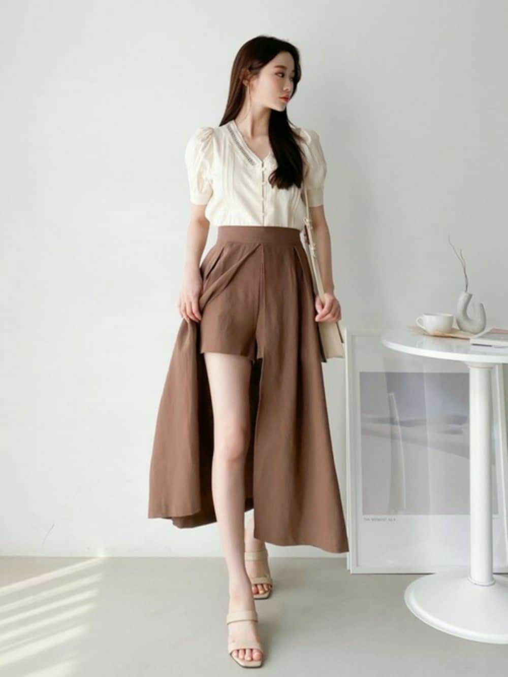 スカート（ブラウン系）を使った「キュロット」の人気ファッション