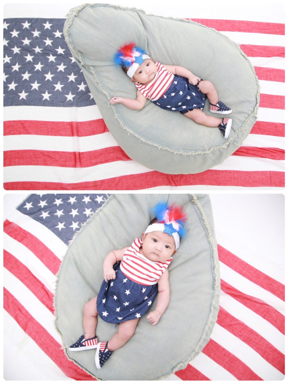 「old navy、オールドネイビー、babyfashion、ベビーファッション、babycode、ベビーコーデ、babygirl 、ベビーガール」｜「OLD NAVYのアイテム（ロンパース、その他）」を使った、NONNONさん（キッズ・50cm）の春コーディネートの1枚目の写真