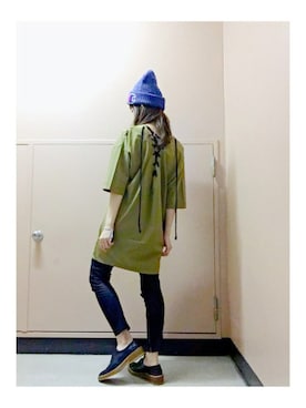 「ロングヘア」｜「アイテム（ニットキャップ/ビーニー）」を使った、wackeyさん（レディース・159cm）の秋コーディネート