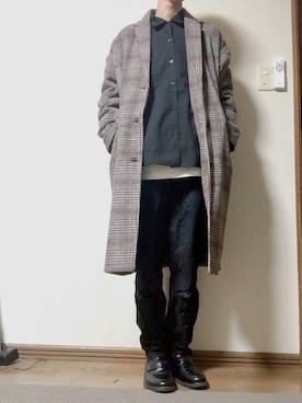「neos（ネオス）のアイテム（チェスターコート）」を使った、Konさん（メンズ・171cm）の冬コーディネート
