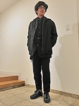 「Yohji Yamamoto POUR HOMME（ヨウジヤマモトプールオム）のアイテム（ブルゾン）」を使った、HirôtaKa_sTさん（メンズ・171cm）の冬コーディネート