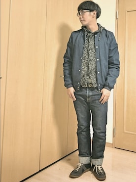 「Maison Kitsune（メゾンキツネ）のアイテム（スタジャン）」を使った、HirôtaKa_sTさん（メンズ・171cm）の冬コーディネート
