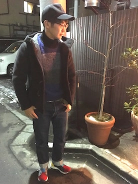 「SAINT LAURENT PARIS（サンローランパリ）のアイテム（ニット/セーター）」を使った、HirôtaKa_sTさん（メンズ・171cm）の冬コーディネート