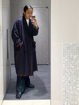「sulvam（サルバム）のアイテム（チェスターコート）」を使った、かぎょうさん（メンズ・173cm）の冬コーディネート