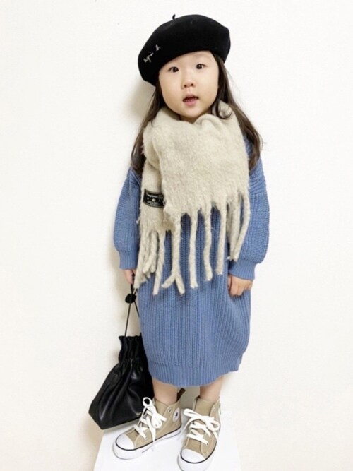 ストール ショールを使った ニットワンピース の人気ファッションコーディネート 年齢 9歳以下 Sciaky