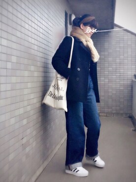 「ヘアバンド」｜「アイテム（ピーコート）」を使った、☆aiai☆さん（レディース・166cm）の春コーディネート