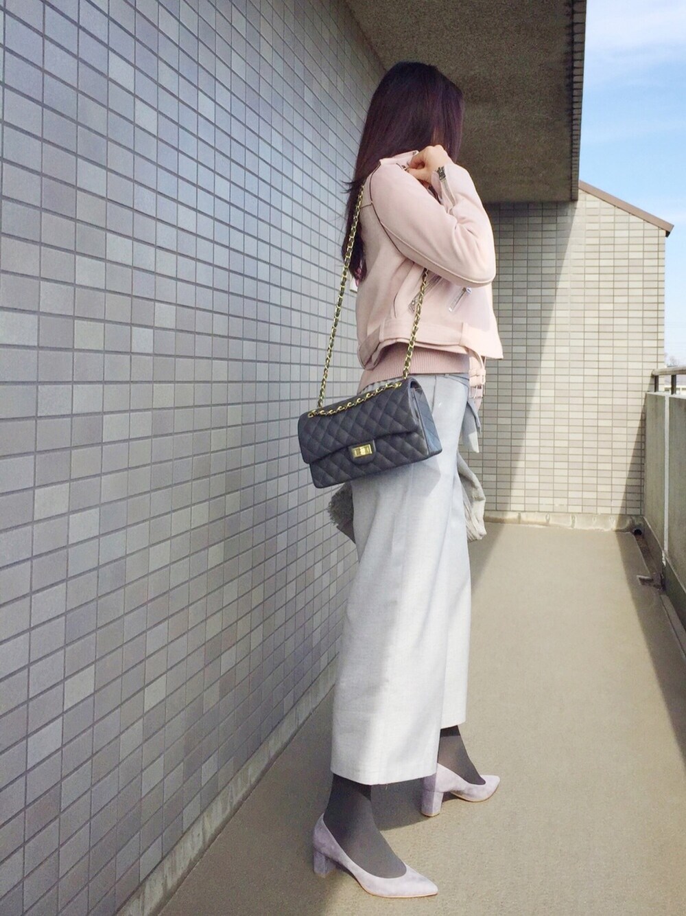 「休日スタイル、オトナ女子、ピンク、プチプラコーデ、ライダース、ハイウエスト、ワイドパンツ、パンツスタイル、WEAR昭和部、Doシンプル部」｜「ZARAのアイテム（ジャケット/アウター、ピンク系）」を使った、☆aiai☆さん（レディース・166cm）の春コーディネートの1枚目の写真