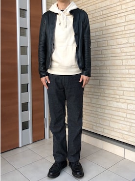 「アーバンリサーチ」｜「アイテム（ライダースジャケット）」を使った、metsan1986さん（メンズ・177cm）の冬コーディネート