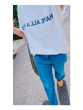 「リメイクデニム」｜「アイテム（トートバッグ）」を使った、____minaさん（レディース・147cm）の秋コーディネート