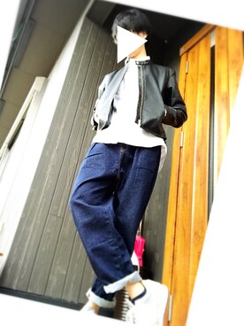 「BACK NUMBER（バックナンバー）のアイテム（ライダースジャケット）」を使った、peaceさん（メンズ・177cm）の春コーディネート