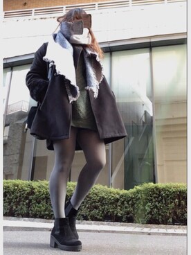 「厚底」｜「アイテム（ステンカラーコート）」を使った、noncoさん（レディース・165cm）の冬コーディネート