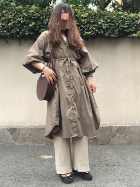 「リブニット」｜「アイテム（シャツワンピース）」を使った、noncoさん（レディース・165cm）の夏コーディネート