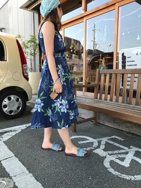 「ESPERANZA（エスペランサ）のアイテム（帽子）」を使った、ぽにょさん（レディース・157cm）の夏コーディネート