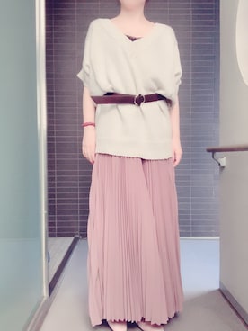 「LA BELLE ETUDE（ラベルエチュード）のアイテム（タンクトップ）」を使った、くぅさん（レディース・157cm）の秋コーディネート