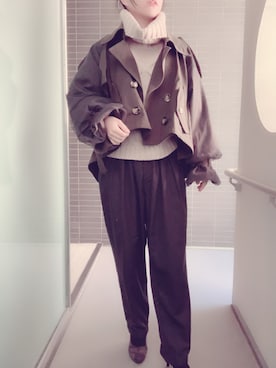 「LA BELLE ETUDE（ラベルエチュード）のアイテム（トレンチコート）」を使った、くぅさん（レディース・157cm）の冬コーディネート