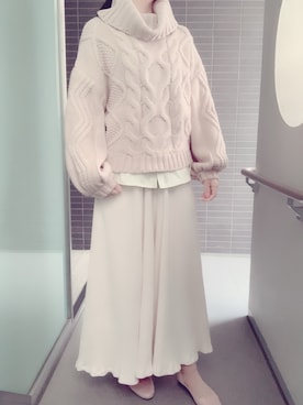 「LA BELLE ETUDE（ラベルエチュード）のアイテム（ニット/セーター）」を使った、くぅさん（レディース・157cm）の冬コーディネート