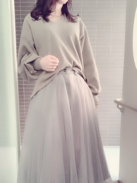 「LA BELLE ETUDE（ラベルエチュード）のアイテム（Tシャツ/カットソー）」を使った、くぅさん（レディース・157cm）の春コーディネート