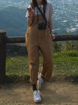 「Dickies（ディッキーズ）のアイテム（つなぎ/オールインワン）」を使った、pwyさん（レディース・161cm）の春コーディネート