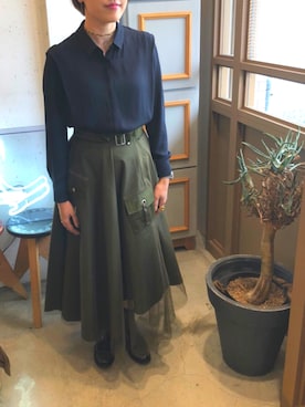 「PLUIE（プリュイ）のアイテム（ネックレス）」を使った、zezeさん（レディース・158cm）の秋コーディネート