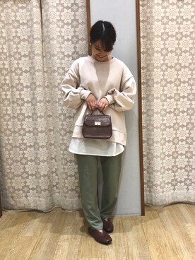 「earth music&ecology（アースミュージックアンドエコロジー）のオーガニックコットン裏毛(クルー) ＊（スウェット）」を使った、miyuchim0015さん（レディース・150cm）の秋コーディネート