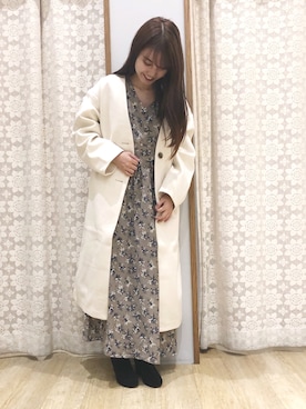 「earth music&ecology（アースミュージックアンドエコロジー）のアイテム（ノーカラージャケット）」を使った、miyuchim0015さん（レディース・150cm）の秋コーディネート