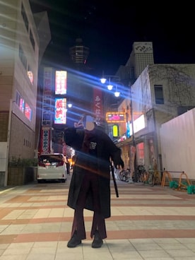 「パープル×黒」｜「アイテム（ファッション雑貨）」を使った、にょんたさん（レディース・161cm）の冬コーディネート