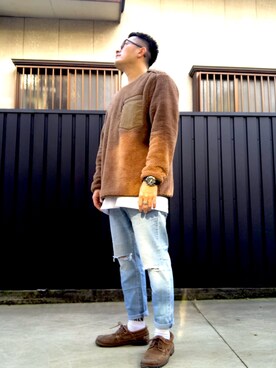 「UNIQLO（ユニクロ）のアイテム（夹克/外套、ブラウン系）」を使った、kusooyajiさん（メンズ・170cm）の冬コーディネート