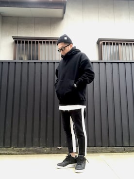 「ZARA（ザラ）のアイテム（裤子、ブラック系）」を使った、kusooyajiさん（メンズ・170cm）の冬コーディネート