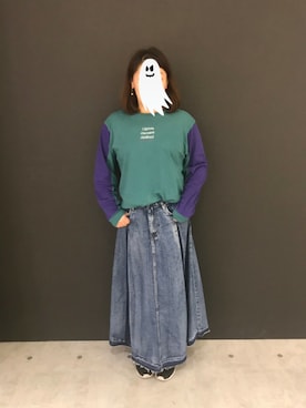 「アイテム（ピアス（片耳用）、パープル系）」を使った、ｷﾅｺ餅さん（レディース・168cm）の秋コーディネート