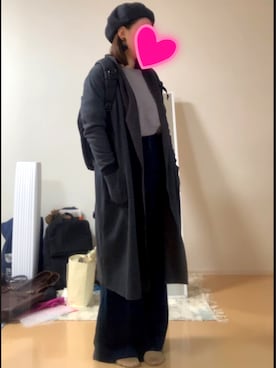 「トゥモローランド」｜「アイテム（ハンチング/ベレー帽）」を使った、yuaさん（レディース・165cm）の冬コーディネート