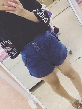 「しまむら（シマムラ）のアイテム（デニムパンツ、ブルー系）」を使った、𝚁𝚒𝚘さん（レディース・148cm）の夏コーディネート