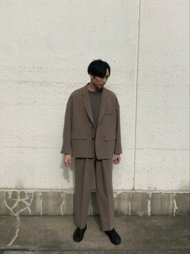「#秋コーデ」｜「アイテム（スラックス）」を使った、hashimoto yutaさん（メンズ・175cm）の冬コーディネート