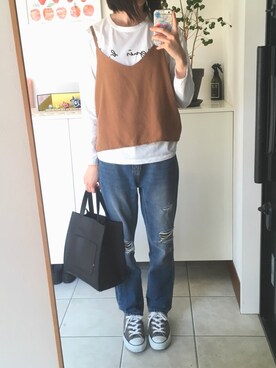「OZOC（オゾック）のアイテム（アンサンブル）」を使った、Meiさん（レディース・159cm）の春コーディネート