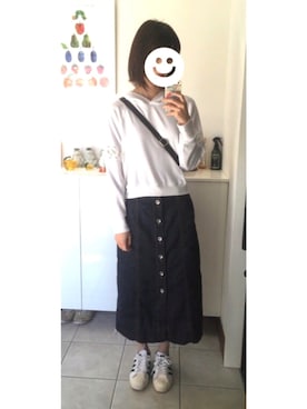 「URBAN RESEARCH（アーバンリサーチ）のアイテム（デニムスカート）」を使った、Meiさん（レディース・159cm）の秋コーディネート