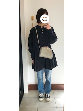 「Chillfar（チルファー）のアイテム（チュニック）」を使った、Meiさん（レディース・159cm）の冬コーディネート