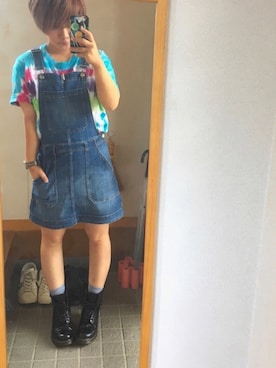 「サロペットスカート」｜「アイテム（腕時計）」を使った、ろいどさん（レディース・152cm）の夏コーディネート