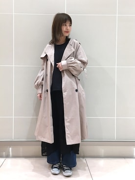 「ハイカット」｜「アイテム（トレンチコート）」を使った、shiraiさん（レディース・160cm）の冬コーディネート