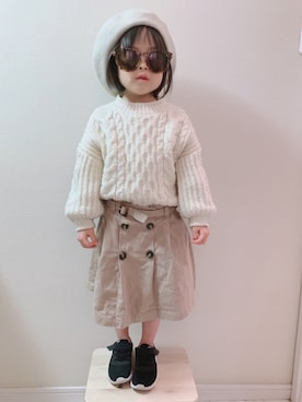 「トレンチスカート」｜buchon さん（キッズ・100cm）の冬コーディネート