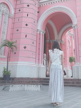 「JEANASIS（ジーナシス）のアイテム（スカート、シルバー系）」を使った、nyanchuさん（レディース・159cm）の夏コーディネート